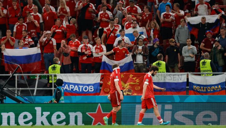 La selección de Rusia, provisoriamente suspendida de toda competencia organizada por la FIFA.