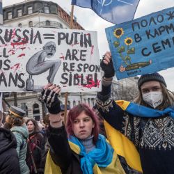Manifestación contra la invasión rusa de Ucrania, en la plaza de Venceslao en Praga, República Checa. | Foto:Michal Cizek / AFP