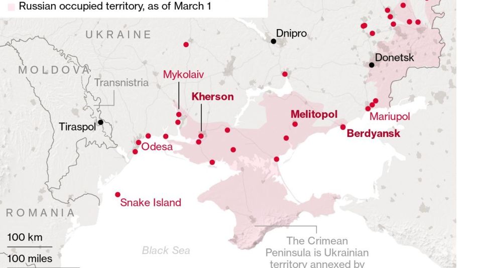 Locations of Russian Control and Attacks