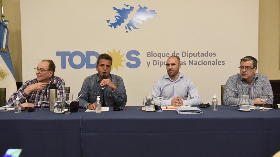Carlos Heller, Sergio Massa, Martín Guzmán y Germán Martínez