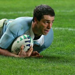 In this file photo taken on October 19, 2007 Argentina's center Federico Martin Aramburu scores Argentina's third try during the rugby union World Cup third place final match France vs Argentina, at the Parc des Princes stadium in Paris. Federico Martin Aramburu, a former Argentine rugby international, was killed at the age of 42 in Paris on March 18, 2022 during the night, after an altercation in a bar, sources close to the investigation told AFP.