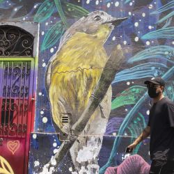 Un hombre camina frente a un mural, en el distrito de Barranco, en Lima, Perú. | Foto:Xinhua/Mariana Bazo