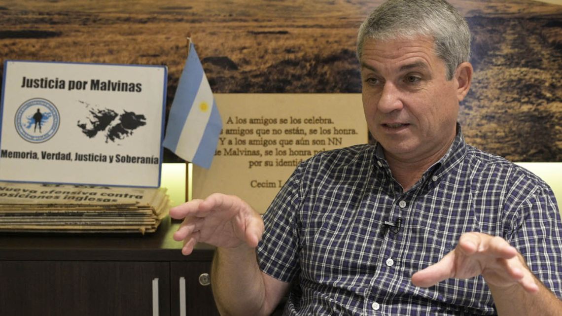 Veteran of the 1982 Malvinas (Falklands) War, Ernesto Alonso, speaks during an interview with AFP in La Plata, Buenos Aires, Argentina on March 15, 2022 ahead of the 40 anniversary of the conflict on April 2. 