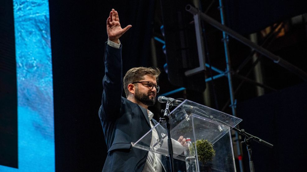 Presidential Candidate Gabriel Boric Holds Election Night Rally