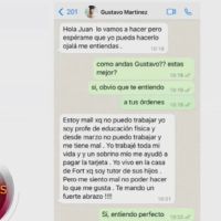 Contundente chat de Gustavo Martínez donde decía lo que tenía