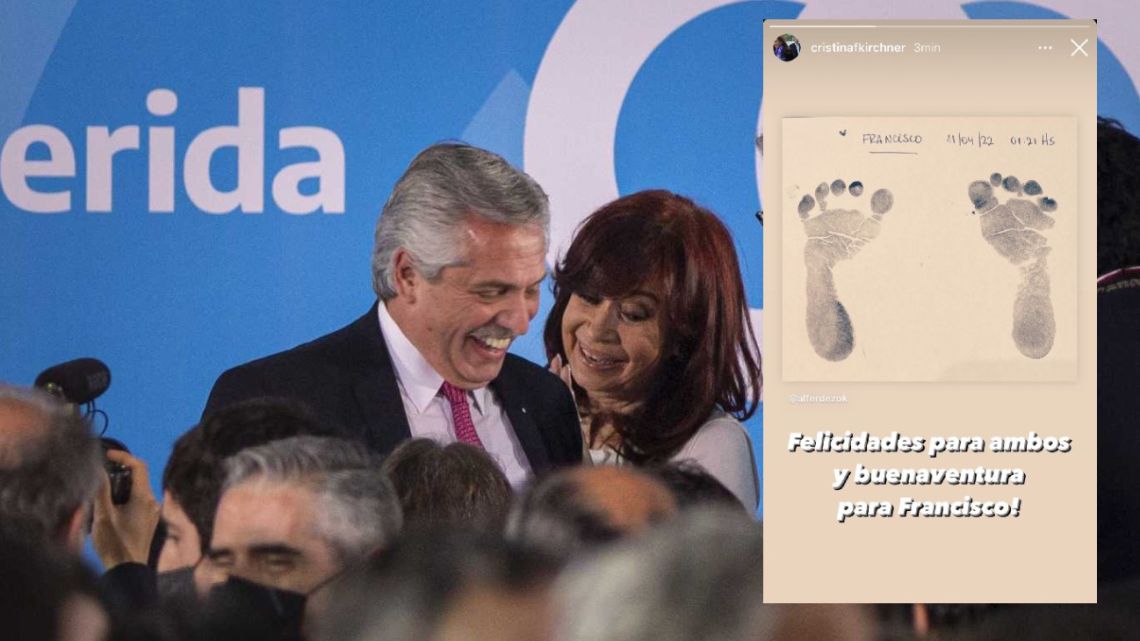 Cristina Kirchner saludó a Alberto Fernández por el nacimiento de su ...