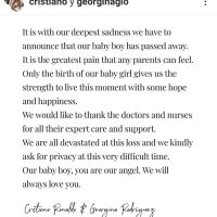 Cristiano Ronaldo confirmó la muerte de uno de sus hijos