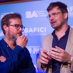 Buenos Aires City Culture Minister Enrique Avogadro and BAFICI Artistic Director Javier Porta Fouz at BAFICI's opening night, April 19, 2022.