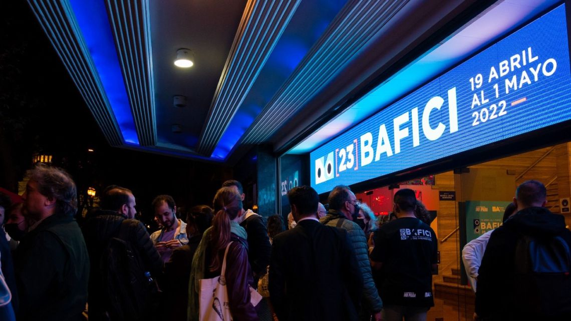Moviegoers outside the theatre at the 23rd edition of BAFICI.