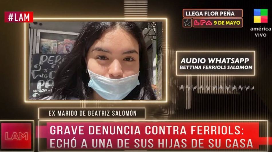 Bettina Salomón, la hija menor de Beatriz Salomón, denunció ante la policía a su padre Alberto Ferriols