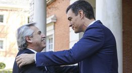 El presidente Alberto Fernández cuando visitó a Pedro Sánchez en Madrid, en febrero 2020. 