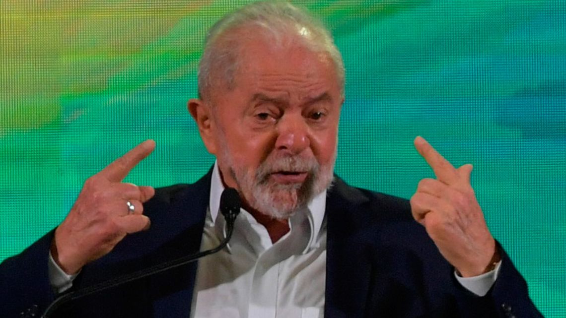 Former Brazilian President Luiz Inácio Lula da Silva delivers a speech during the launch of his campaign for Brazil's October presidential election in São Paulo, Brazil, on May 7, 2022.