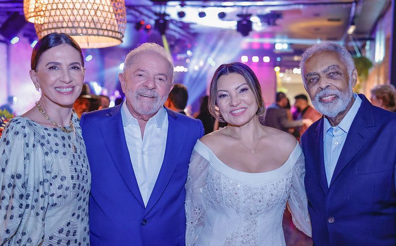 Gilberto y Fiora Gil en la boda de Lula y Rosângela da Silva.