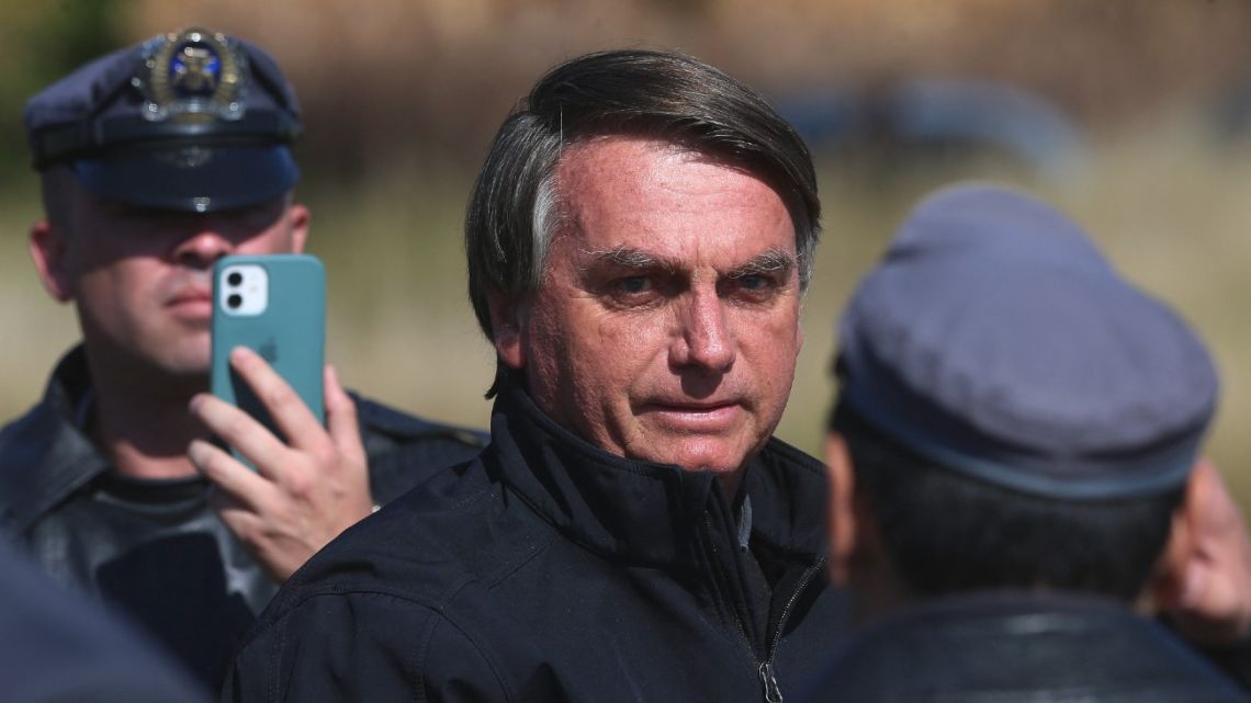 Brazil's President Jair Bolsonaro arrives to meet businessman Elon Musk at the Conecta Amazonia event in Porto Feliz, São Paulo state, Brazil on May 20, 2022.