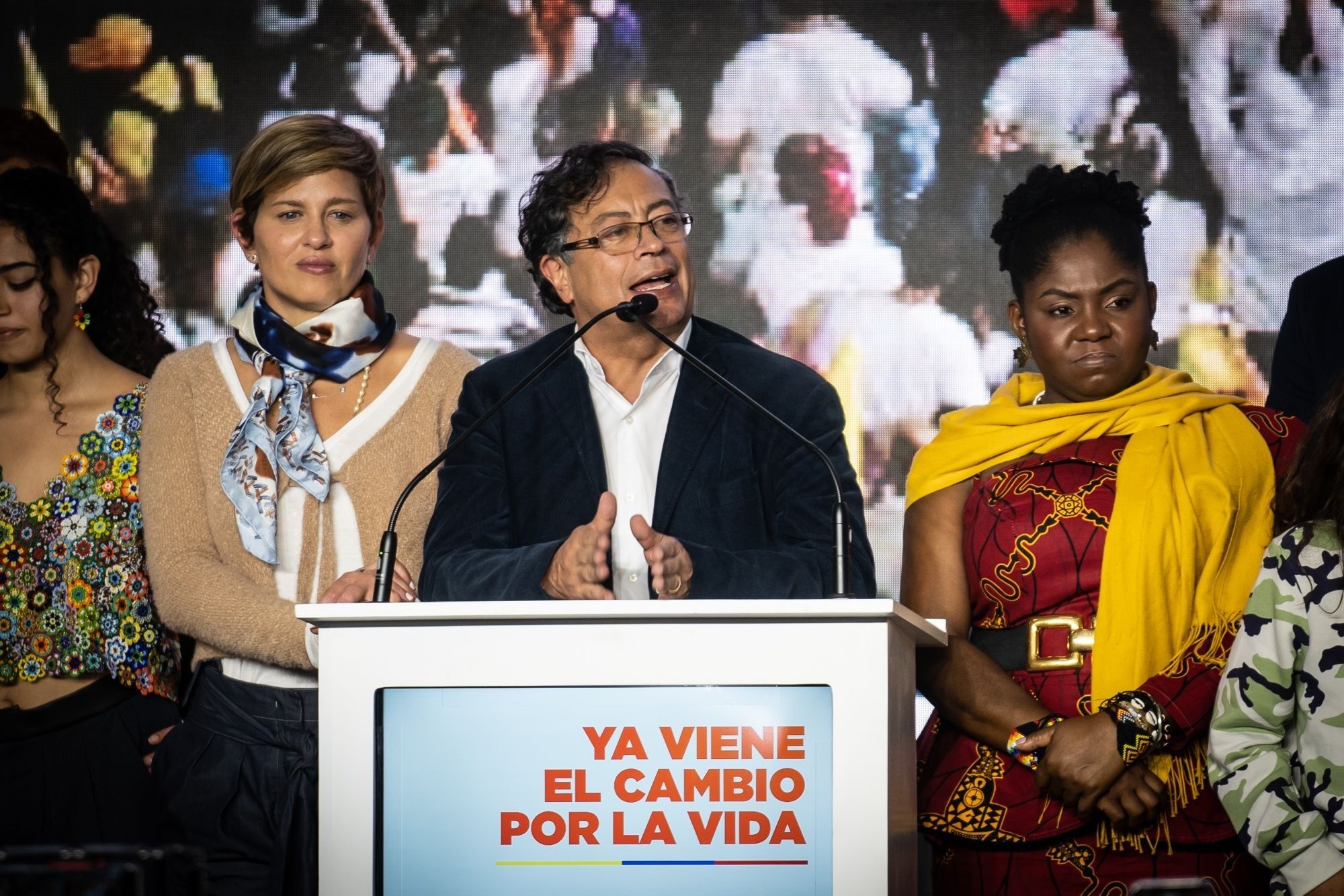 Presidential Candidate Gustavo Petro Holds Election Night Rally