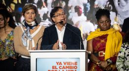 Presidential Candidate Gustavo Petro Holds Election Night Rally