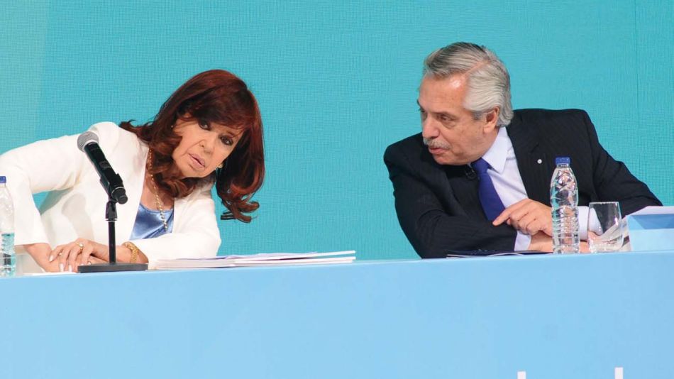 Cristina Kirchner y Alberto Fernández, en el acto en Tecnópolis.