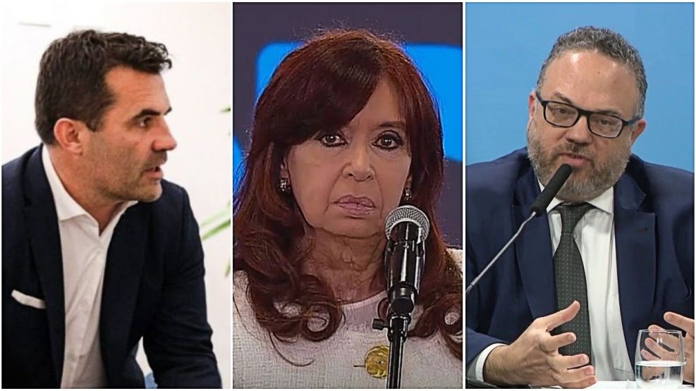 Darío Martínez, Cristina Kirchner y Matías Kulfas.
