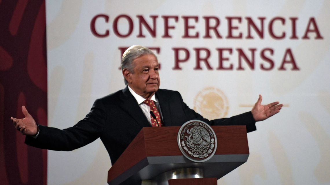 Mexico's President Andrés Manuel López Obrador speaks during his daily morning press conference in Mexico City on June 6, 2022.
