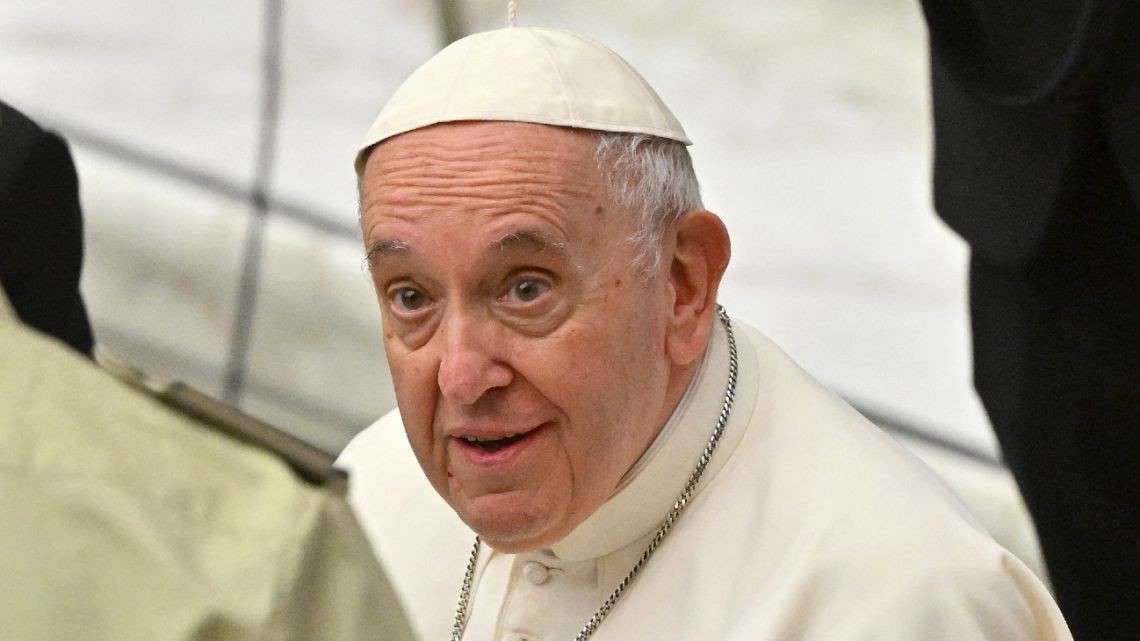 Pope Francis holds an audience with Granatieri di Sardegna Italian military force at the Vatican on June 11, 2022. 