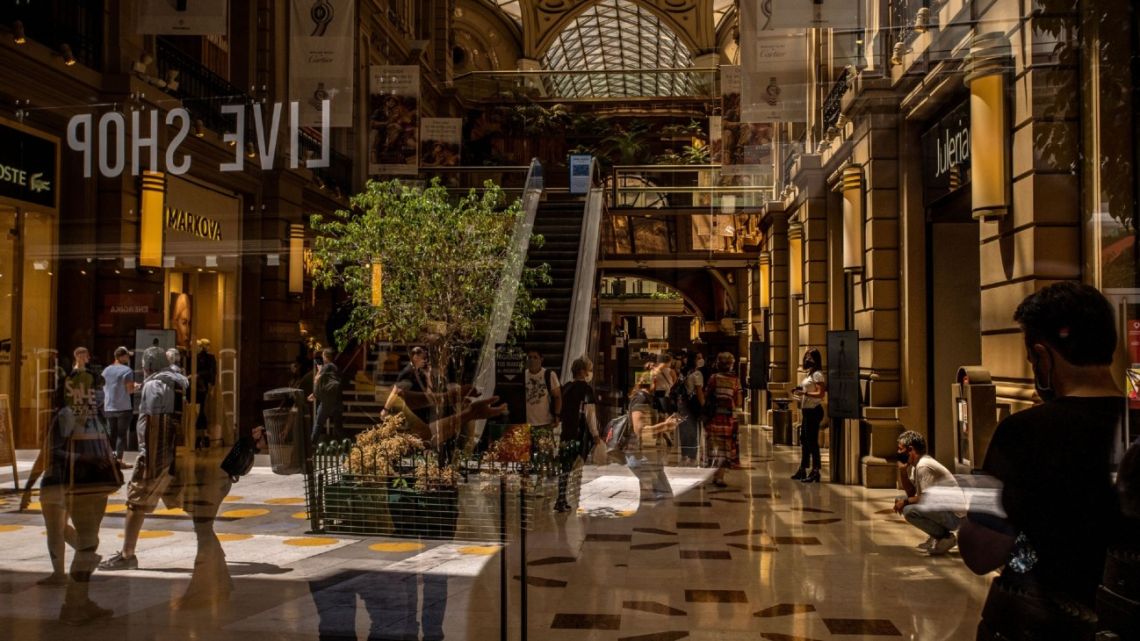 Shoppers browse at a shopping mall in Buenos Aires.