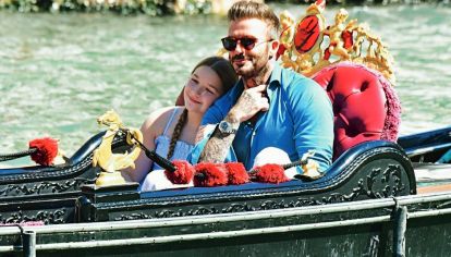 Las tiernas fotos de David Beckham y su hija Harper paseando en góndola