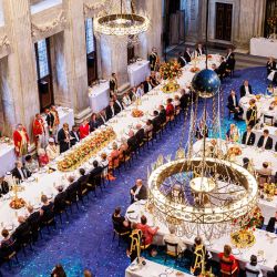 El rey holandés Willem-Alexander da un discurso durante la cena de gala con el Cuerpo Diplomático en el Palacio Real, en Ámsterdam. | Foto:Patrick Van Katwijk / ANP / AFP