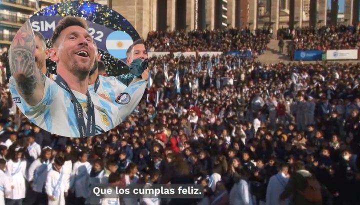 Lionel Messi cumplió 35 años y en Rosario lo homenajearon en el Monumento a la Bandera.