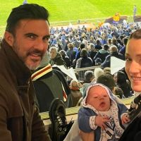 Mica Viciconte y Fabián Cubero llevaron por primera vez a Luca a la cancha