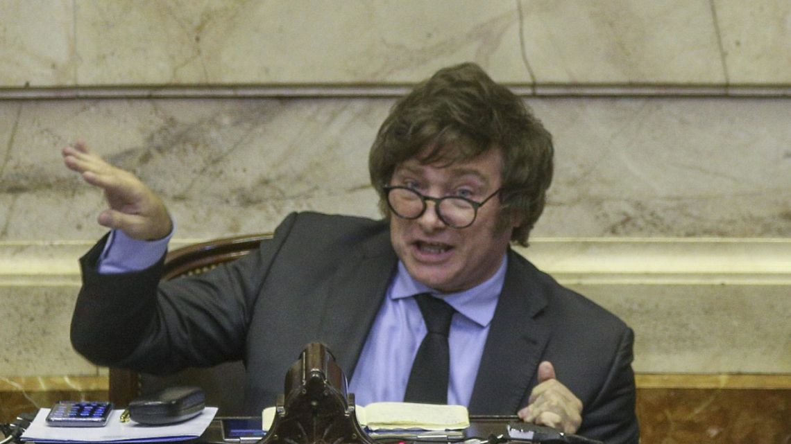 Lawmaker Javier Milei, pictured in the lower house Chamber of Deputies during session.