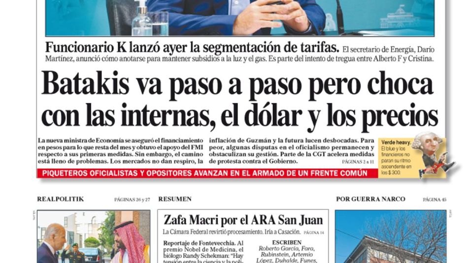 La tapa del Diario PERFIL de este sábado 16 de julio de 2022