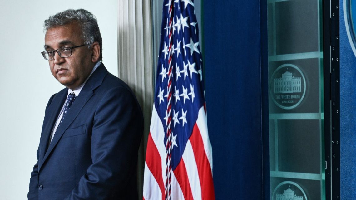 Covid-19 Response Coordinator Dr. Ashish Jha during the daily briefing in the Brady Briefing Room of the White House in Washington, DC, on July 21, 2022. President Joe Biden tested positive for Covid-19 on Thursday, with his doctors saying the 79-year-old leader was experiencing only mild fatigue and would isolate at the White House while carrying out his duties.