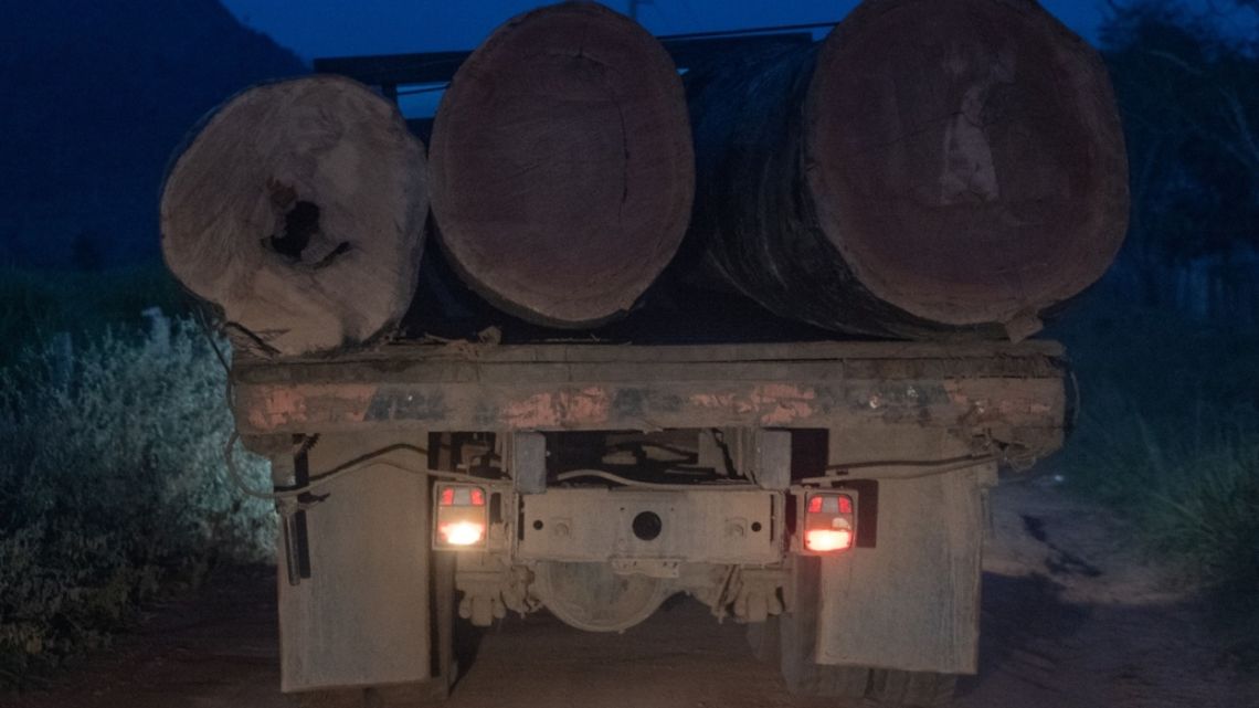 A truck loaded with lumber drives near Sao Felix do Xingu, Para state, Brazil, on Monday, Oct. 4, 2021. Destruction of the Brazilian Amazon accelerated this year to levels unseen since 2006, with more than 5,019 square miles of forest lost between August 2020 and July 2021.