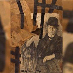 LA ARPILLERA. Está rasgada en la obra “Kafka”, técnica mixta de 1968 que retrata al esencial escritor judío de Praga. | Foto:cedoc