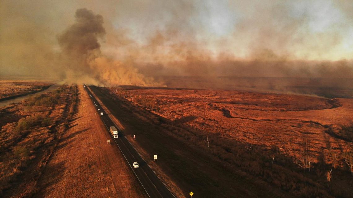 Fires blaze close to the Paraná River, between Santa Fe and Entre Ríos provinces.