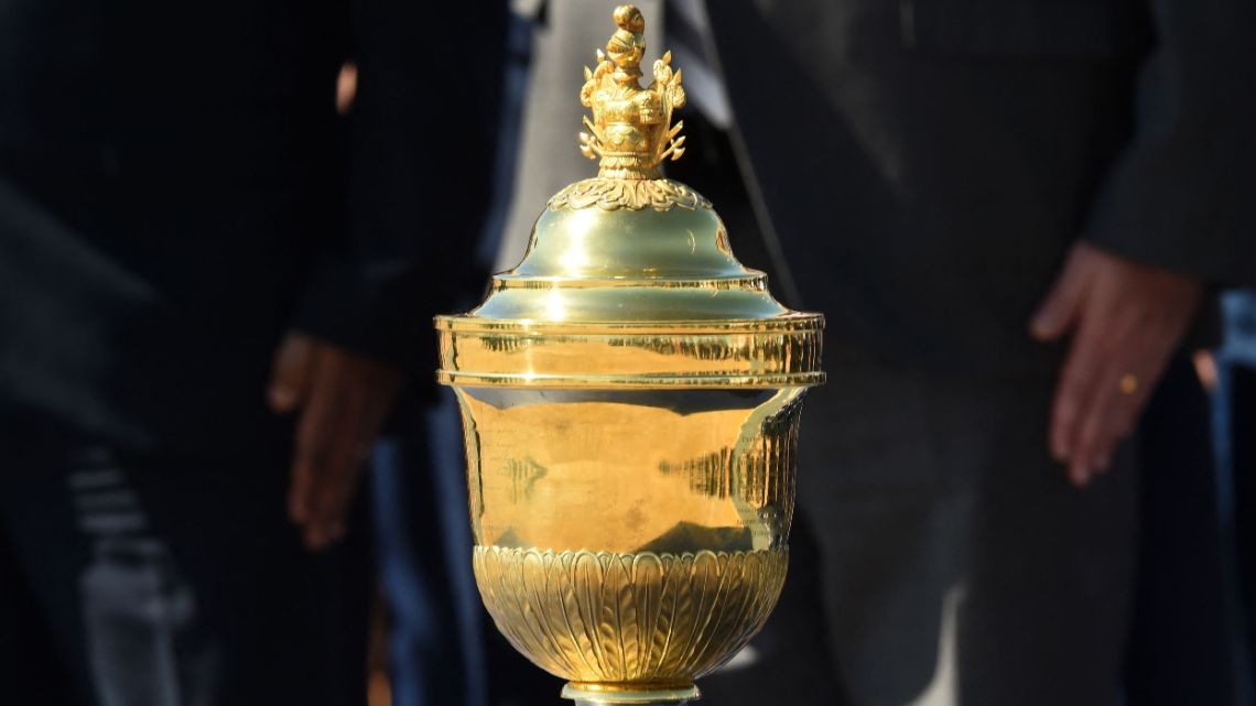 View of the urn with the heart of Dom Pedro I (founder and first ruler of the Empire of Brazil), upon it arrival at the Brasilia Air Base, on August 22, 2022. Preserved in formaldehyde for 187 years, the emperor's heart was brought from Portugal to commemorate the 200 years of Brazil's Independence.