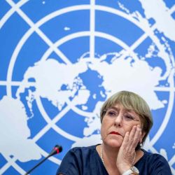 La Alta Comisionada de las Naciones Unidas para los Derechos Humanos saliente, Michelle Bachelet, da una conferencia de prensa final en las oficinas de las Naciones Unidas en Ginebra. Fabrice COFFRINI / AFP. | Foto:AFP