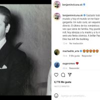 Benjamín Vicuña anunció que falleció su papa: "Hoy abrazás a tu madre y a tu nieta"