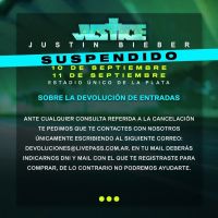 Justin Bieber suspendió sus fechas en la Argentina