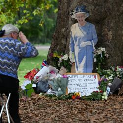 Los simpatizantes observan las ofrendas florales en Green Park, en Londres, tras la muerte de la reina Isabel II. | Foto:CARL DE SOUZA / AFP