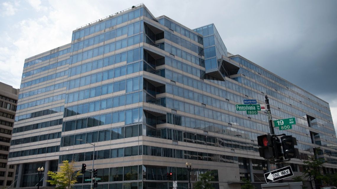 The International Monetary Fund's headquarters  in Washington, DC, on September 4, 2022.