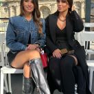 El look total black que eligió Antonela Roccuzzo para el desfile de Louis Vuitton