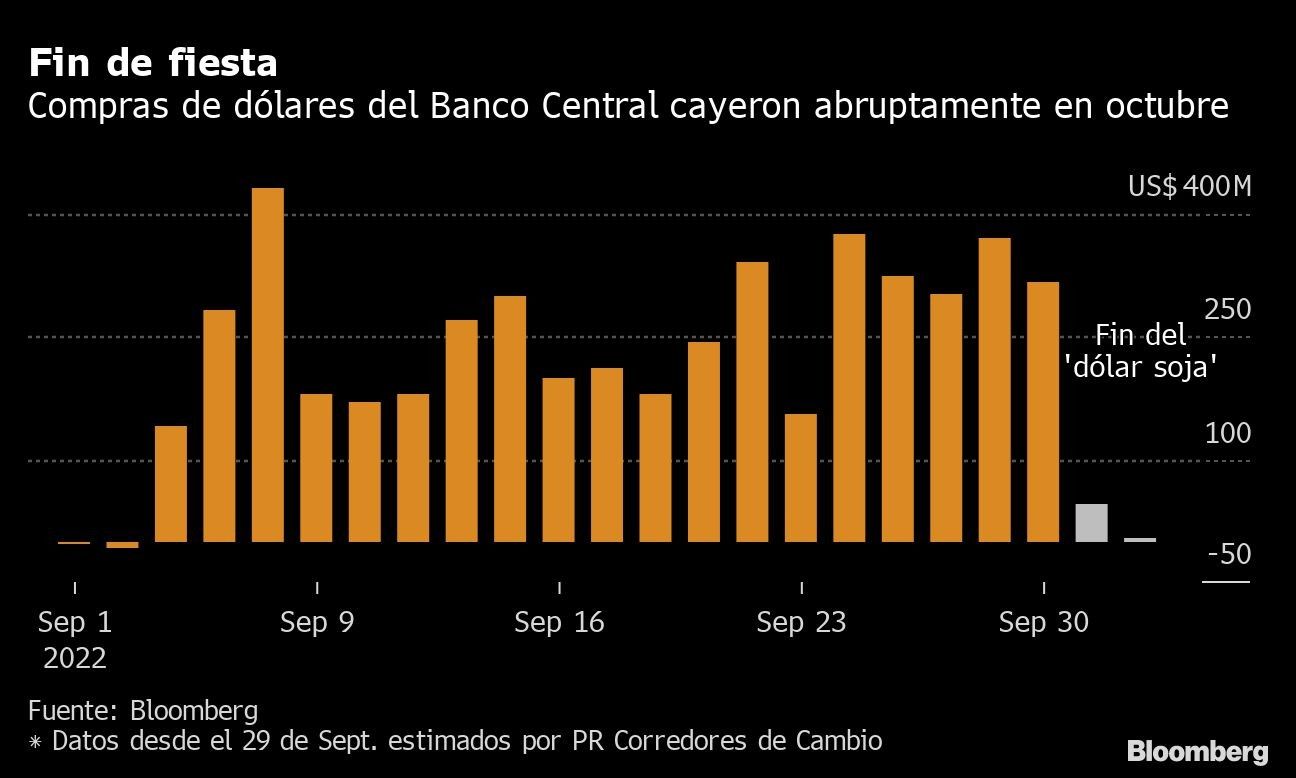 Fin de fiesta | Compras de dólares del Banco Central cayeron abruptamente en octubre