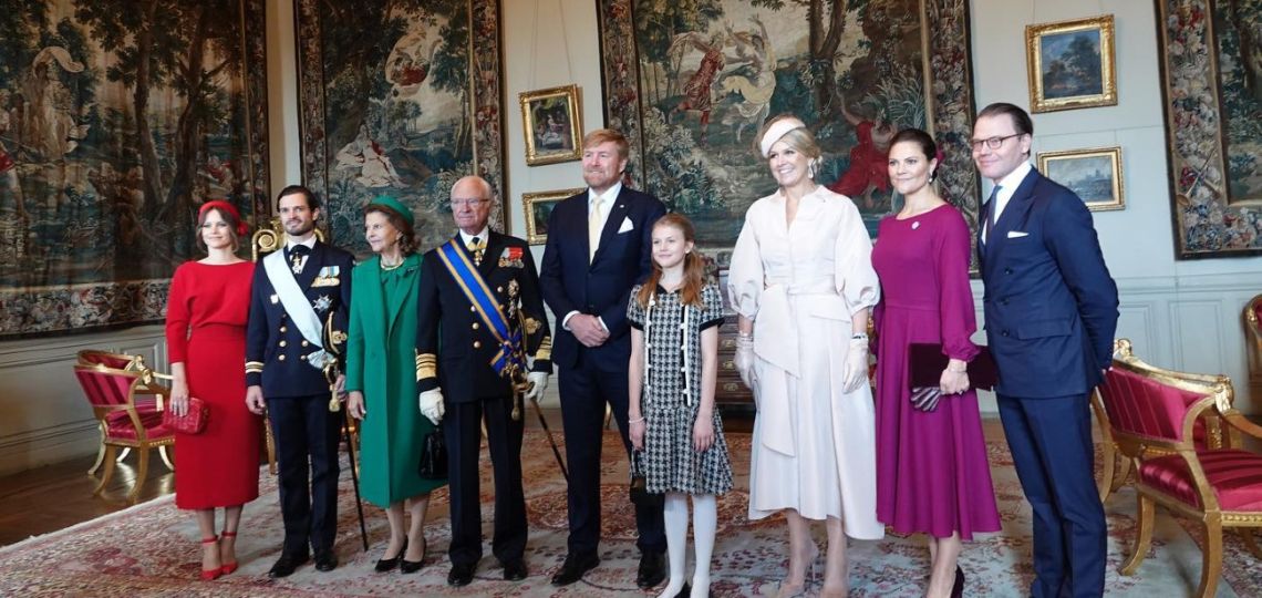 Máxima Zorreguieta elige un vestido rosa para el debut de la princesa Estela de Suecia 