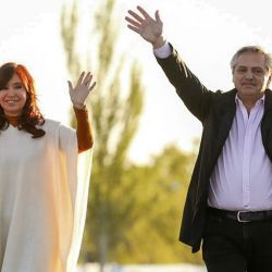 Alberto Fernández y Cristina Kirchner en La Pampa, el acto del Día de la Lealtad de 2019.  | Foto:CEDOC