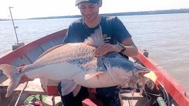 Nicolás Reynoso es el nombre del afortunado pescador del ejemplar de patí de 24,89 kilos. El animal fue devuelto al río.