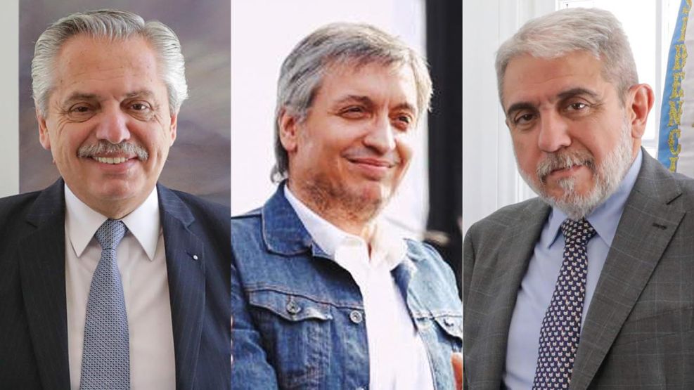 Alberto Fernández, Máximo Kirchner, y Aníbal Fernández 20221024