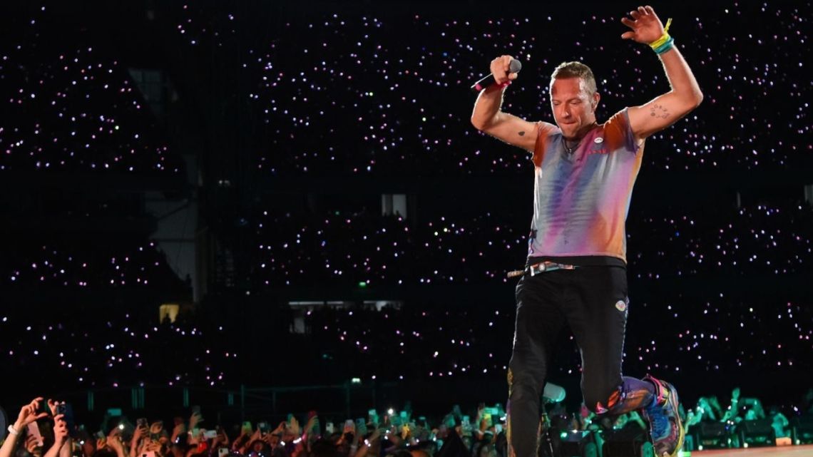 Coldplay frontman Chris Martin performs in front of a sold-out show at River Plate Stadium on October 25th, 2022.