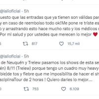 Lali Espósito canceló sus shows y habló de su salud: