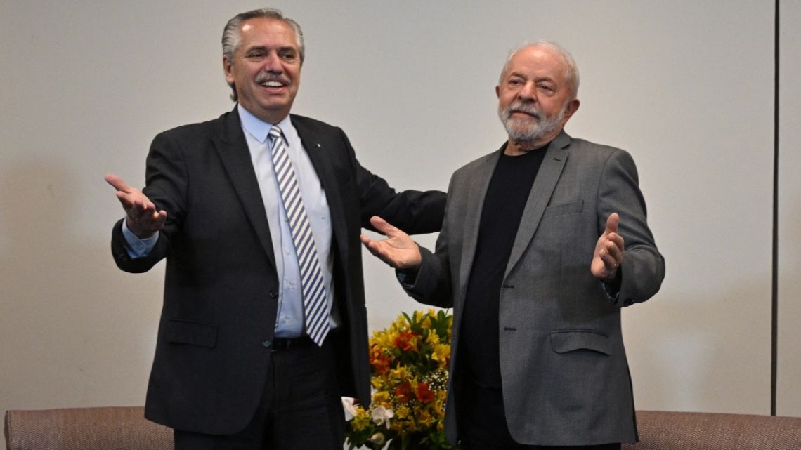 President Alberto Fernández meets with Brazil's President-elect Luiz Inácio Lula da Silva in São Paulo after the latter's election win over Jair Bolsonaro.